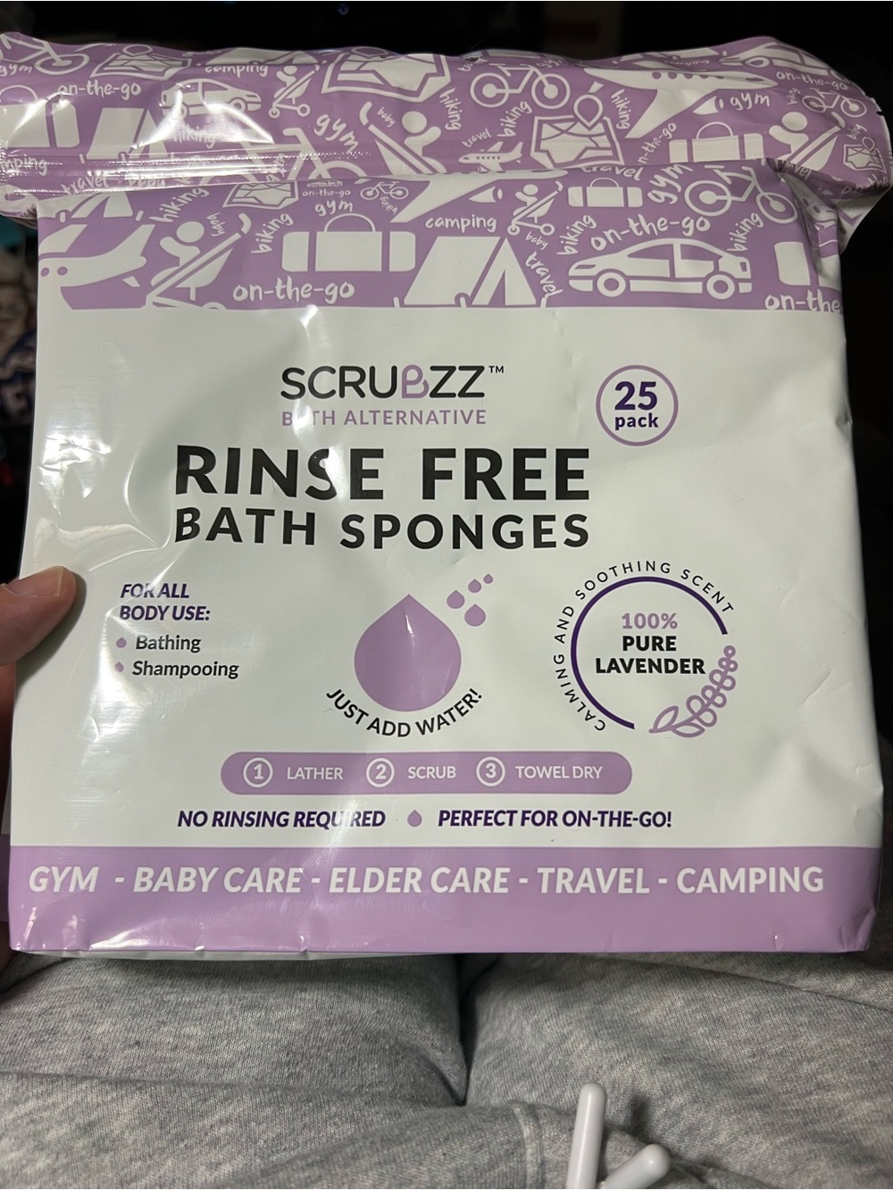 Lavender Rinse Free Bath Sponges - Lavender (25 Pack)